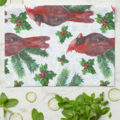 Linge De Cuisine aquarelle Oiseau cardinal rouge (Plié)