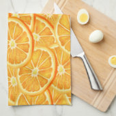 Linge De Cuisine Aquarelle Orange Slices (Quart Plié)