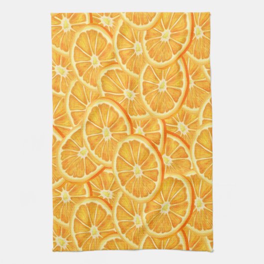 Linge De Cuisine Aquarelle Orange Slices (Vertical)