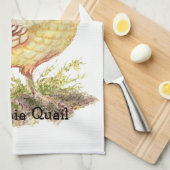 Linge De Cuisine Aquarelle originale California Quail Garden Bird (Quart Plié)