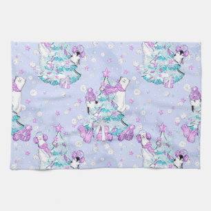 Linge De Cuisine Aquarelle Ours Polaire Mignon et Manchot Noël
