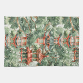 Linge De Cuisine Aquarelle Pagode asiatique dans paysage verdoyant  (Horizontal)