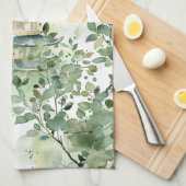 Linge De Cuisine Aquarelle Pagode asiatique dans paysage verdoyant  (Quart Plié)