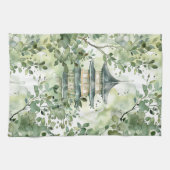 Linge De Cuisine Aquarelle Pagode asiatique dans paysage verdoyant  (Horizontal)