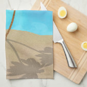 Linge De Cuisine Aquarelle Palm Tree Beach Scene Collage (Quart Plié)