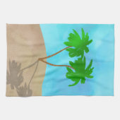 Linge De Cuisine Aquarelle Palm Tree Beach Scene Collage (Horizontal)