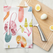 Linge De Cuisine Aquarelle Pastel Champignons (Quart Plié)