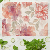 Linge De Cuisine Aquarelle Pastel Fleurs clair Orange (Plié)