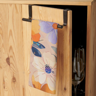Linge De Cuisine Aquarelle Pastel Fleurs Peintes