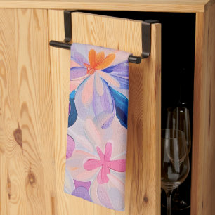 Linge De Cuisine Aquarelle Pastel Fleurs Peintes