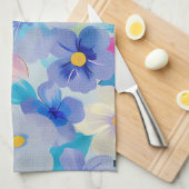Linge De Cuisine Aquarelle Pastel Fleurs Peintes (Quart Plié)