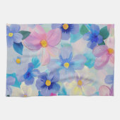 Linge De Cuisine Aquarelle Pastel Fleurs Peintes (Horizontal)