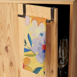 Linge De Cuisine Aquarelle Pastel Fleurs Peintes