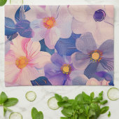 Linge De Cuisine Aquarelle Pastel Fleurs Peintes (Plié)