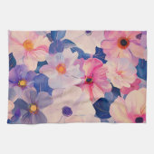 Linge De Cuisine Aquarelle Pastel Fleurs Peintes (Horizontal)