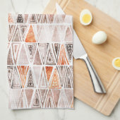 Linge De Cuisine Aquarelle Pastel Terracotta Triangles Tribales (Quart Plié)