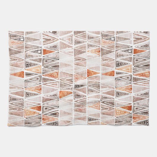 Linge De Cuisine Aquarelle Pastel Terracotta Triangles Tribales (Horizontal)