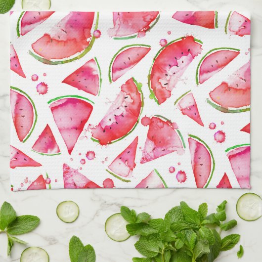 Linge De Cuisine Aquarelle pastèque 1 (Plié)