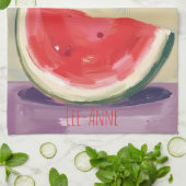Linge De Cuisine Aquarelle pastèque sur fond texturé (Plié)