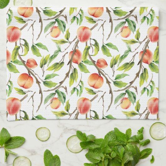 Linge De Cuisine Aquarelle - Pêche fraîche (Plié)