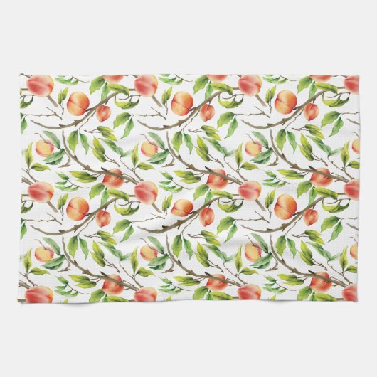 Linge De Cuisine Aquarelle - Pêche fraîche (Horizontal)