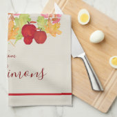 Linge De Cuisine Aquarelle peinte à la main Feuille Pommes Rosh Has (Quart Plié)