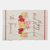 Linge De Cuisine Aquarelle peinte à la main Feuille Pommes Rosh Has (Horizontal)