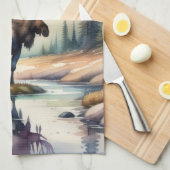 Linge De Cuisine Aquarelle Peinture de l'orignal en forêt (Quart Plié)