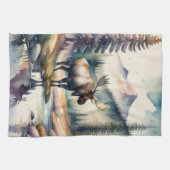 Linge De Cuisine Aquarelle Peinture de l'orignal en forêt (Horizontal)