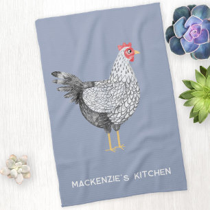 Linge De Cuisine Aquarelle personnalisée amusante Wyandotte Poulet