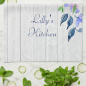 Linge De Cuisine Aquarelle personnalisée Russe Hydrangées violettes (Plié)