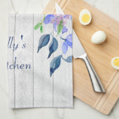 Linge De Cuisine Aquarelle personnalisée Russe Hydrangées violettes (Quart Plié)