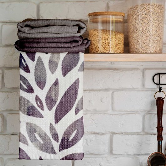 Linge De Cuisine Aquarelle pétales floraux - violet et gris