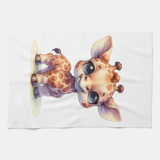 Linge De Cuisine Aquarelle petite girafe (Horizontal)