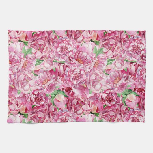 Linge De Cuisine Aquarelle Pink Peonies (Horizontal)