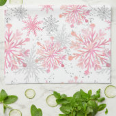 Linge De Cuisine Aquarelle Pink & Silver Parties scintillant Winter (Plié)