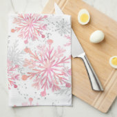 Linge De Cuisine Aquarelle Pink & Silver Parties scintillant Winter (Quart Plié)