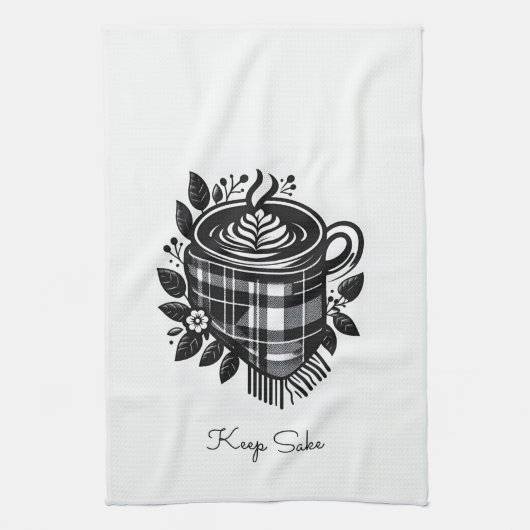 Linge De Cuisine aquarelle plaid boisson ferme latte Café (Vertical)