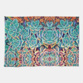 Linge De Cuisine Aquarelle Plante Succulente Stylisée (Horizontal)