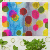 Linge De Cuisine Aquarelle pois bleue abstraite (Plié)