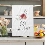 Linge De Cuisine Aquarelle positive Roses Floral 60e anniversaire<br><div class="desc">Aquarelle positive Roses Floral 60e Anniversaire Serviette de cuisine avec Citation 60 alors quoi. Un cadeau motivant et positif pour une femme. Le design comporte une citation positive et drôle 60 alors que dans l'écriture moderne et belle aquarelle roses et brindilles. La serviette est un grand cadeau pour une femme...</div>