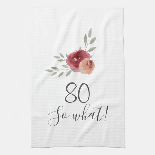 Linge De Cuisine Aquarelle positive Roses Floral 80e anniversaire (Vertical)