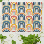 Linge De Cuisine Aquarelle Rainbows Tons Terre (Plié)
