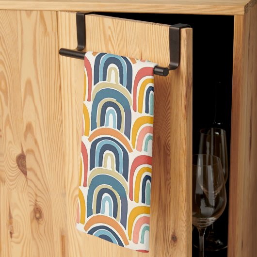 Linge De Cuisine Aquarelle Rainbows Tons Terre (Pliage en tiers)