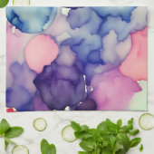 Linge De Cuisine Aquarelle rose bleu violet t Fusion splash art (Plié)