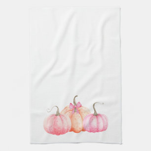 Linge De Cuisine Aquarelle rose Bow Citrouilles pour l'automne