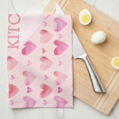 Linge De Cuisine Aquarelle rose Coeurs Valentines Cuisine (Quart Plié)