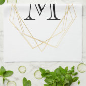 Linge De Cuisine Aquarelle rose et vert moderne Succulents Monogram (Plié)