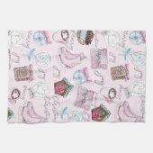 Linge De Cuisine Aquarelle rose Fille de Noël (Horizontal)