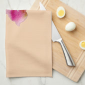 Linge De Cuisine Aquarelle rose fleurie verbasque fleur rousse (Quart Plié)